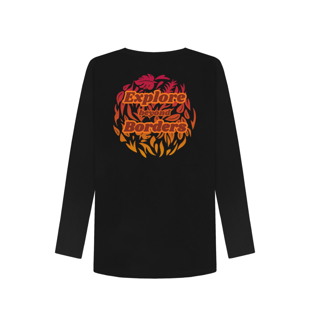 Black Printed Long Sleeve T Shirt Back