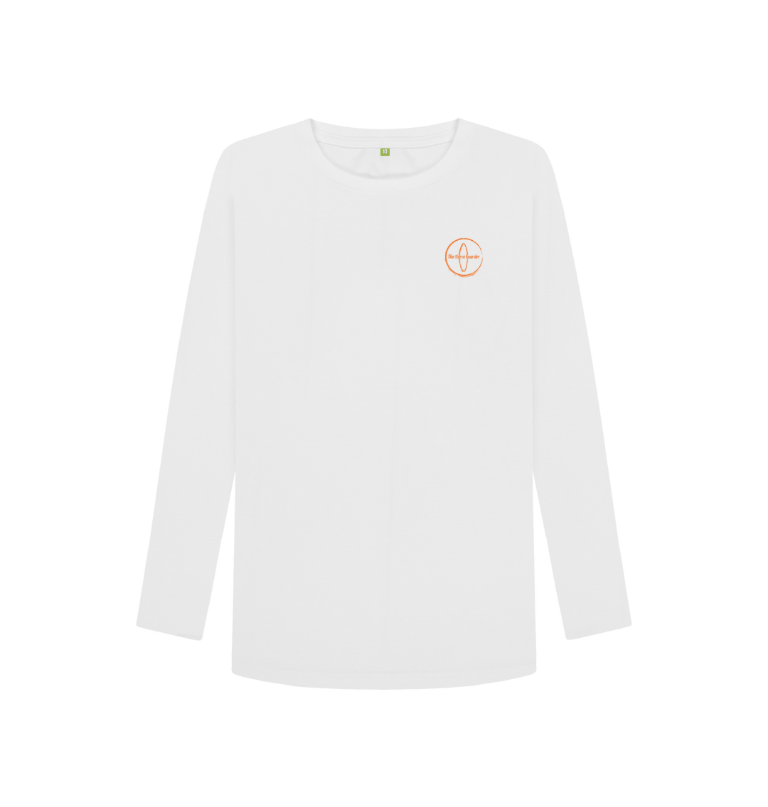 White Printed Long Sleeve T Shirt Front
